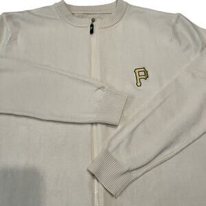 MLB Pittsburgh Pirates PNC Full Zip Up Cream Long Sleeve Sweater Men’s XL